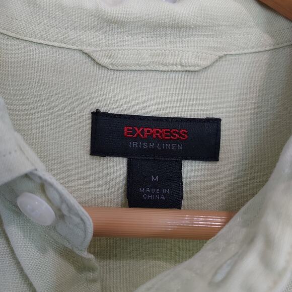 Express Linen Lime Green Long Sleeve Button Down Size M - Picture 9 of 10